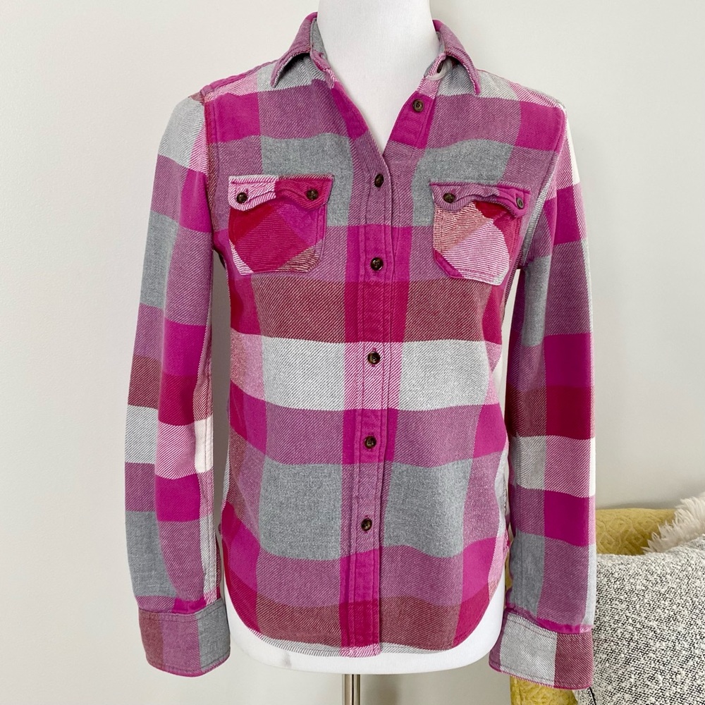 American Eagle Outfitters Grey and Pink 100% Cotton Flannel